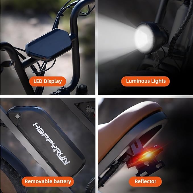 Vélo électrique tout-terrain HAPPYRUN G60C 20" à pneus larges